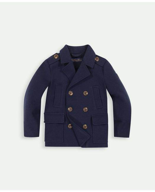 Brooks Brothers Boys Double Breasted Pea Coat Navy