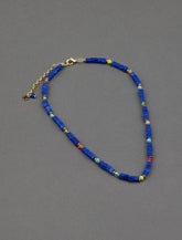 Lucky Brand Blue Beaded Necklace Gold