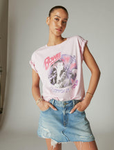 Lucky Brand Bowie Neons Boyfriend Tee Pink Mist