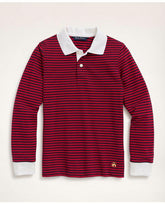 Brooks Brothers Boys Long-Sleeve Feeder Stripe Polo Shirt Red