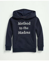 Brooks Brothers Boys Madras Text Graphic Terry Hoodie Navy