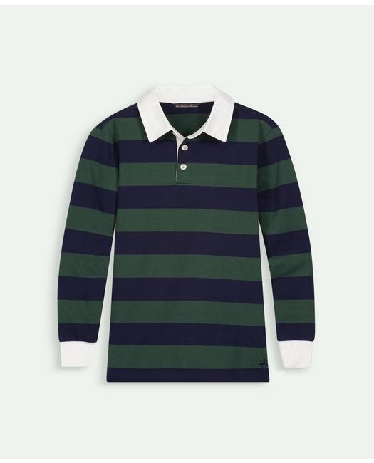 Brooks Brothers Boys Cotton Rugby Shirt Green