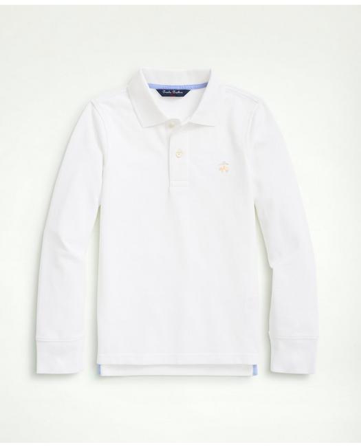 Brooks Brothers Boys Long-Sleeve Cotton Pique Polo White