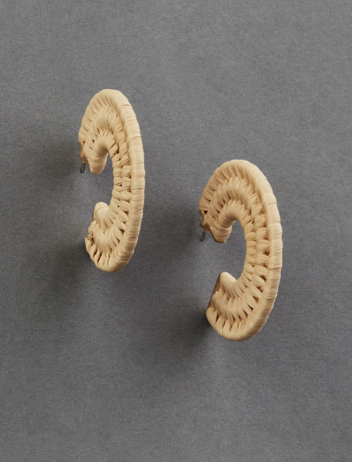 Lucky Brand Brown Raffia Hoop Earring Gold