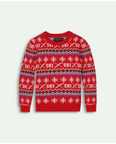 Brooks Brothers Boys Cotton Fair Isle Crewneck Sweater Red