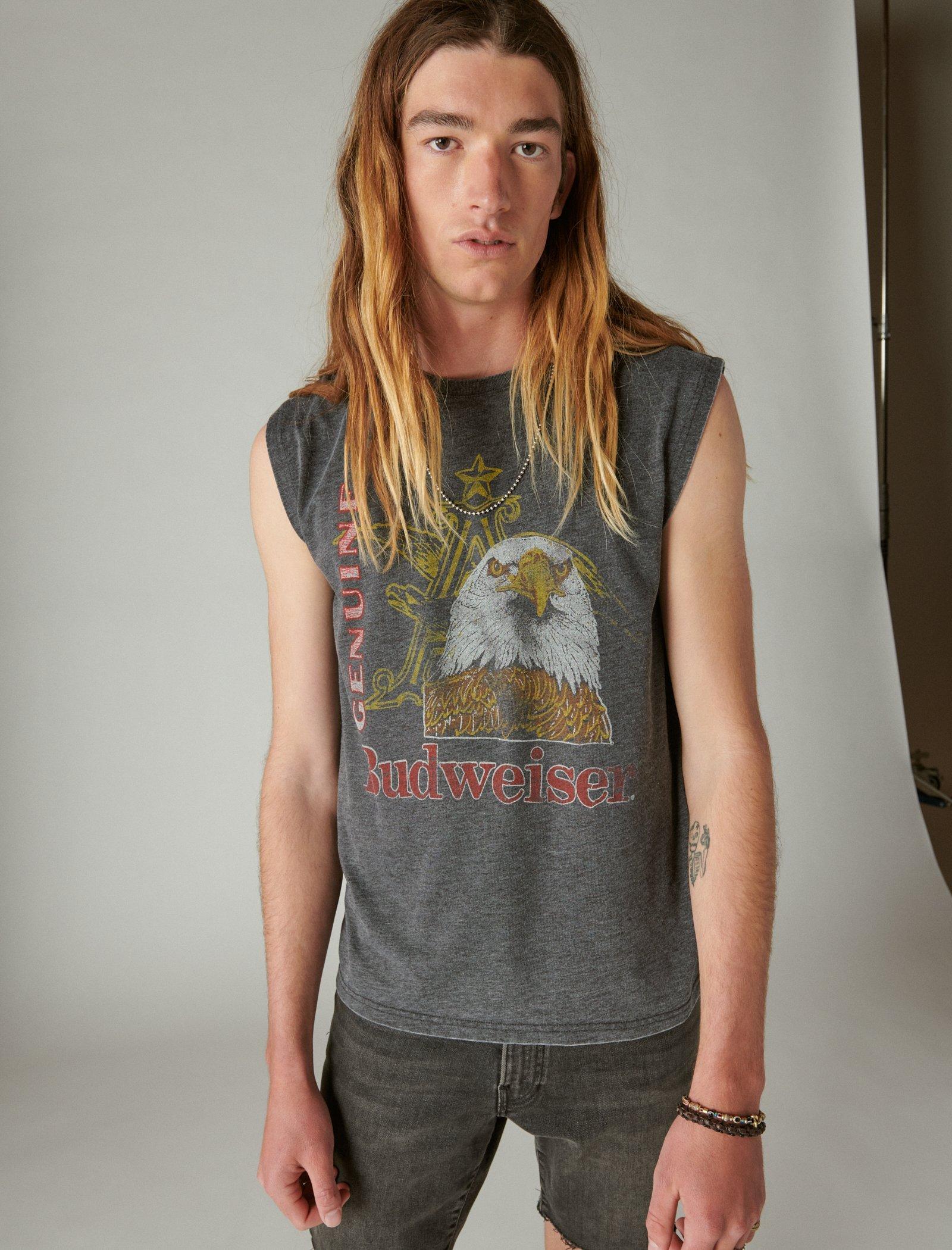 Lucky Brand Budweiser Eagle Muscle Tee Jet Black