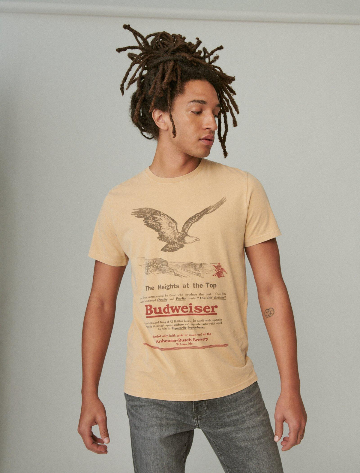 Lucky Brand Budwesier Heights Graphic Tee Ginger Root