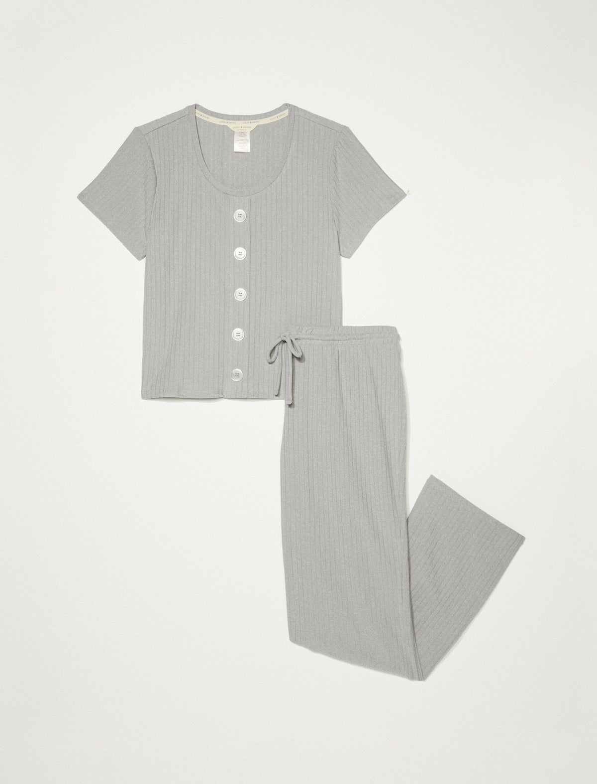 Lucky Brand Button Down & Wide Leg Sleep Set Dark Grey