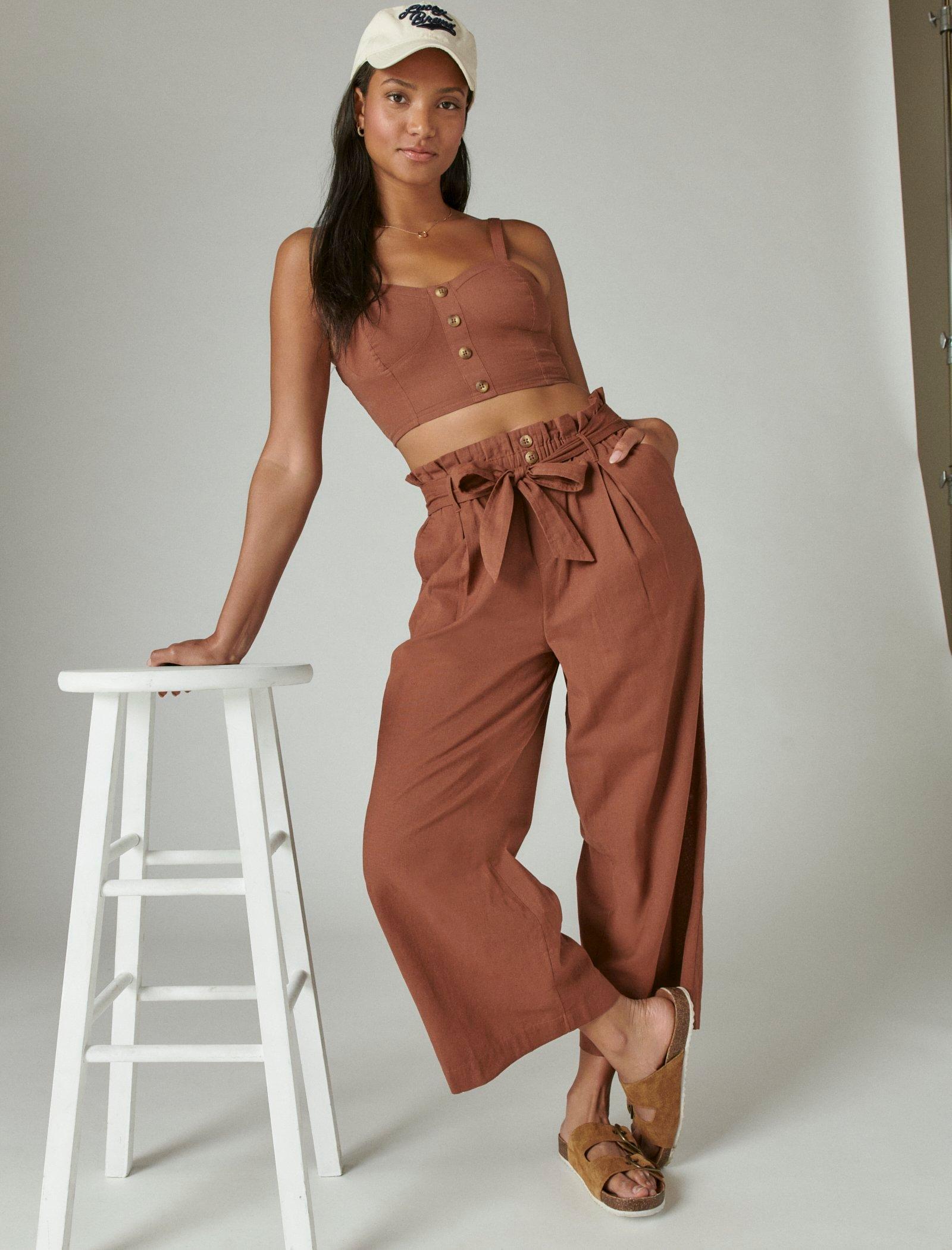 Lucky Brand Button Front Matchback Top Brown