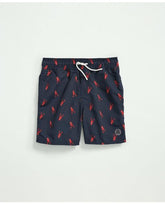 Brooks Brothers Boys Lobster Print Swim Trunks Navy