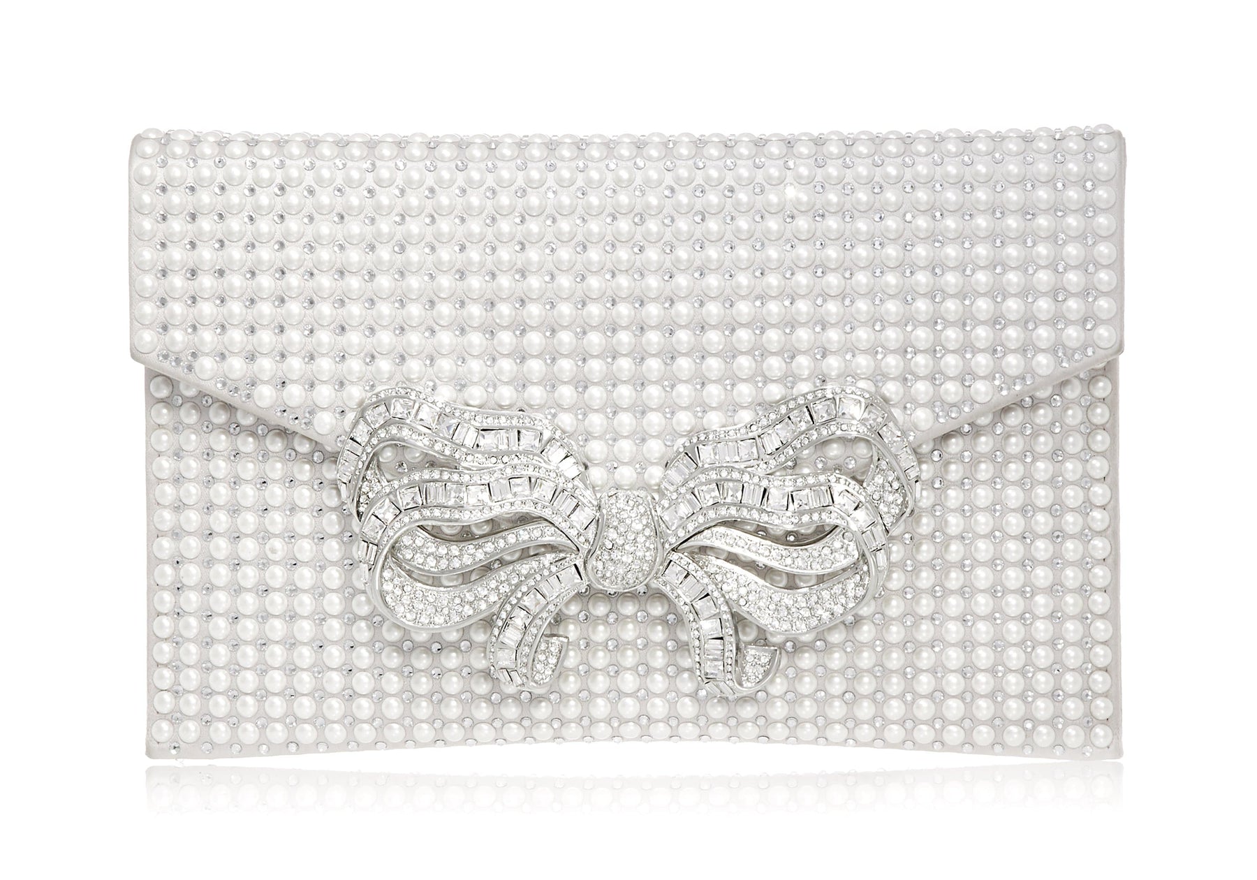 Judith Leiber Couture Judith Leiber Silver Bow Envelope Clutch