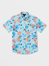 Volcom Warbler Boys Short Sleeve Woven Shirt (Age 8-14) Aquamarine