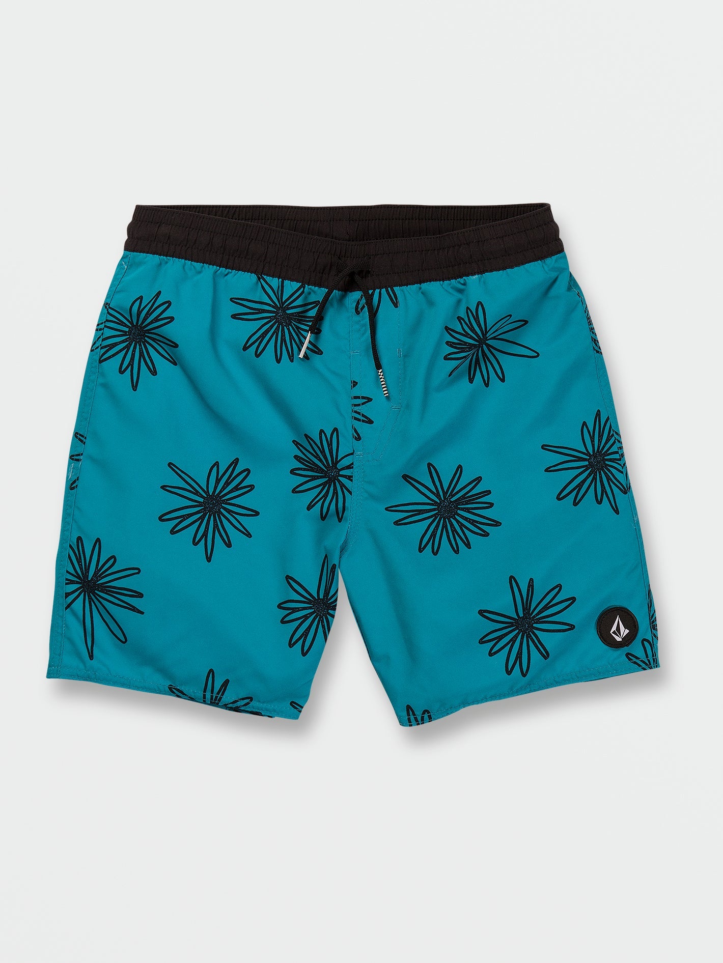 Volcom Polly Pack Elastic Waist Boys Swim Trunks (Age 8-14) Electric Blue