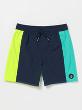 Volcom Lido Liberator Elastic Waist Boys Swim Trunks (Age 8-14) Navy