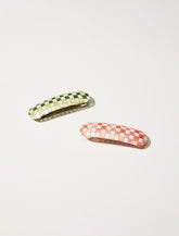 Lucky Brand Checkered Barrette Set Multi