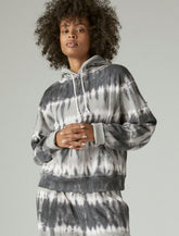 Lucky Brand Chill At Home Fleece Hoodie Black Tie Dye