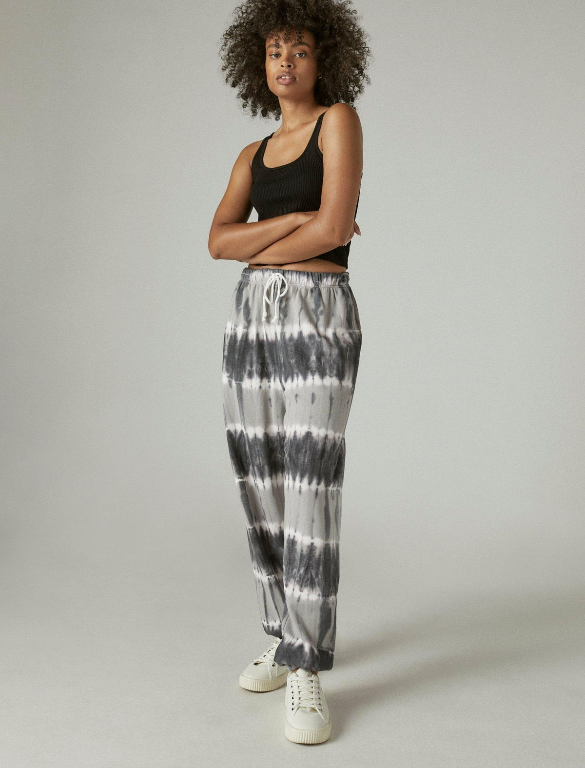 Lucky Brand Chill At Home Fleece Jogger Black Tie Dye