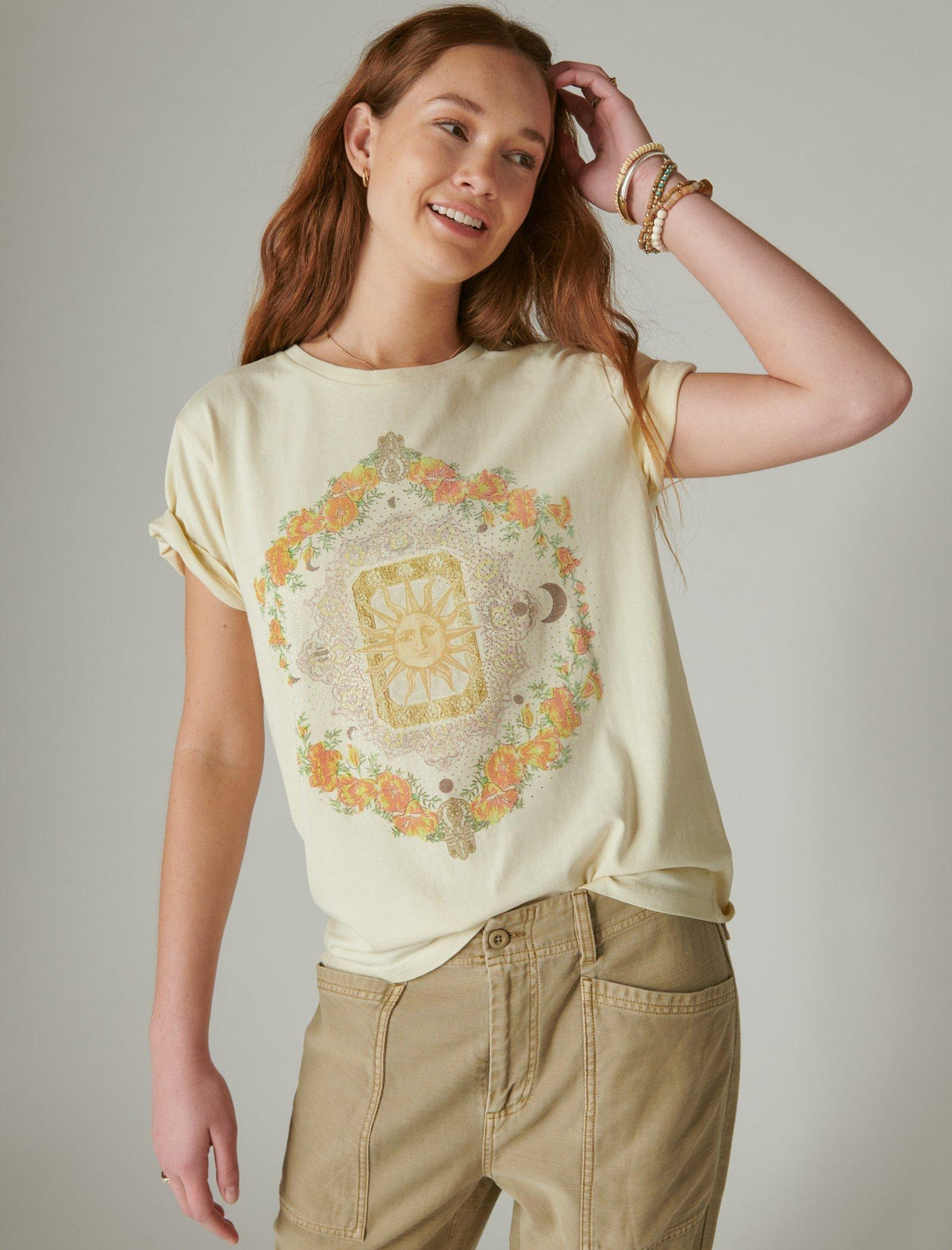 Lucky Brand Classic Celestial Boyfriend Tee Cloud Cream