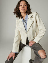 Lucky Brand Classic Leather Moto Jacket White