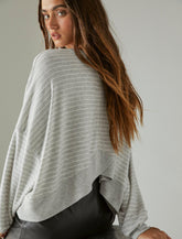 Lucky Brand Cloud Jersey Exposed Seam Top Heather Stripe