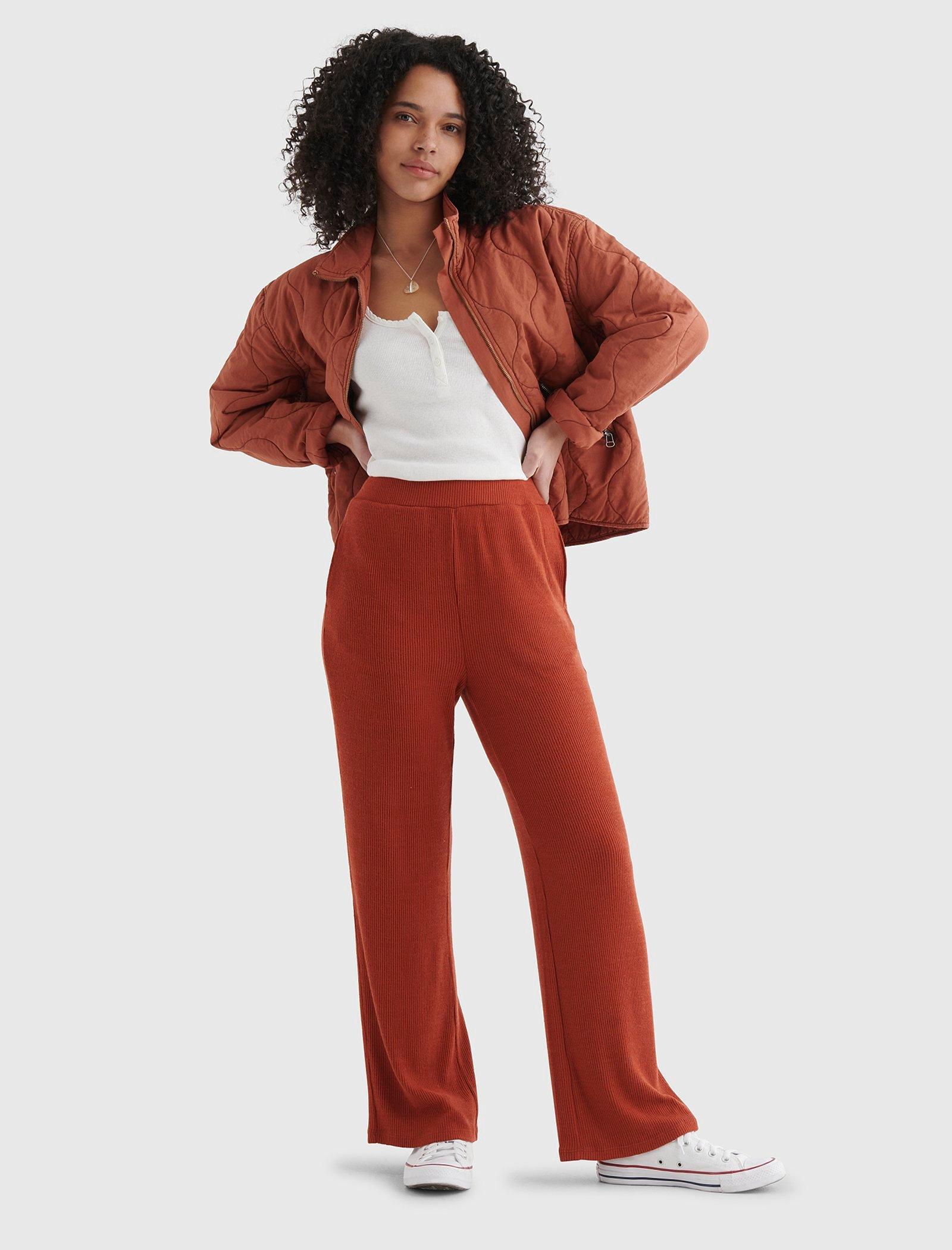 Lucky Brand Cloud Jersey Wide-Leg Cropped Pant Tandori Spice