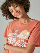 Lucky Brand Coca-Cola Sunset Boyfriend Tee - Women's Clothing Tops Shirts Tee Graphic T Shirts Burnt Sienna