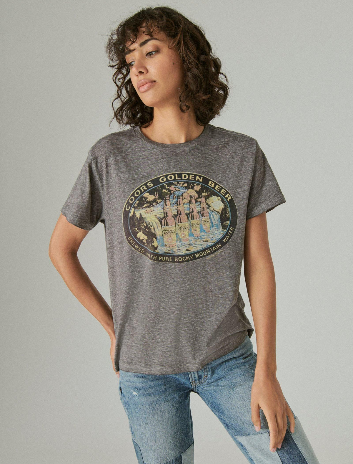 Lucky Brand Coors Nature Boyfriend Tee Heather Grey