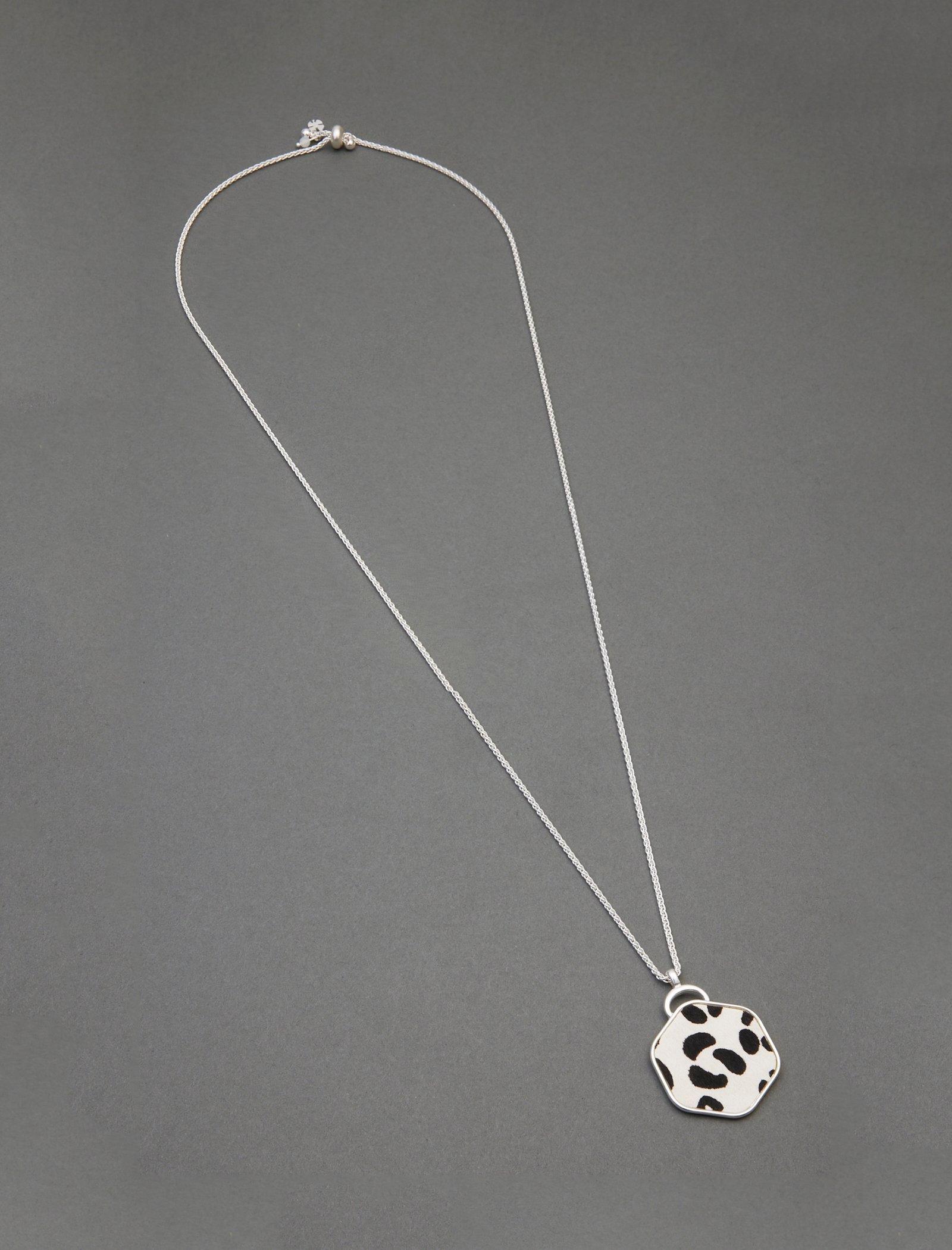 Lucky Brand Cow Print Pendant Necklace Silver