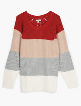 Lucky Brand Crew Neck Pointelle Sweater Multi