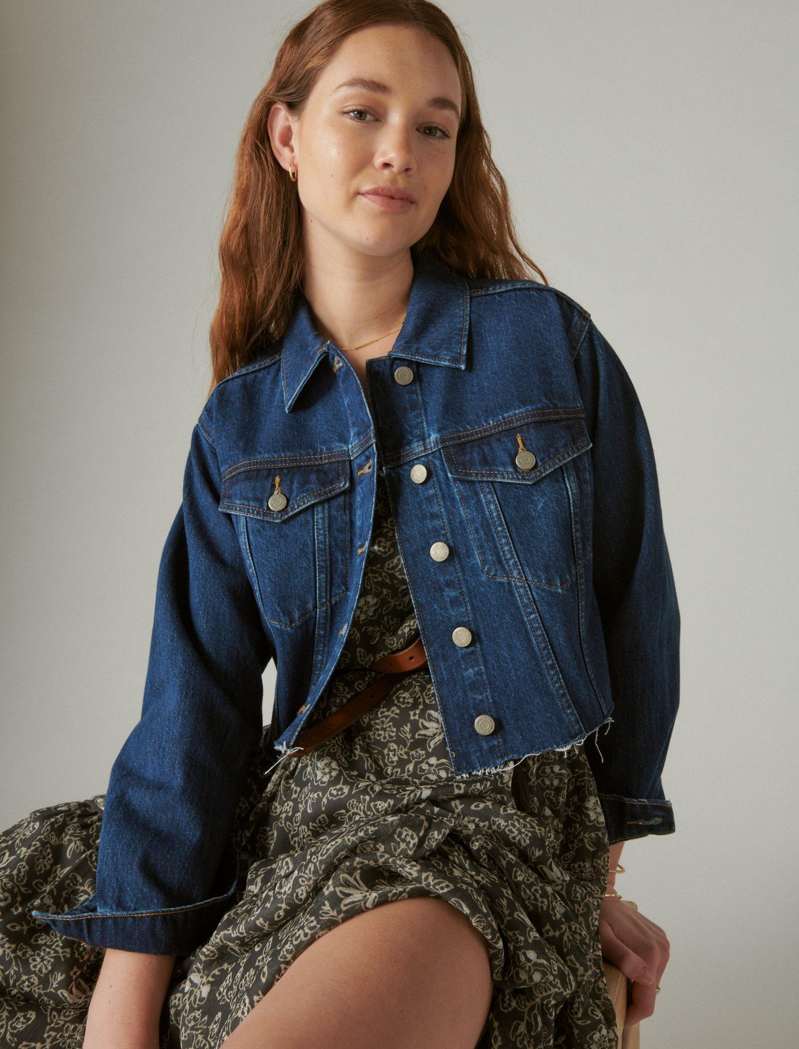 Lucky Brand Cropped Denim Trucker Jacket Power Trip