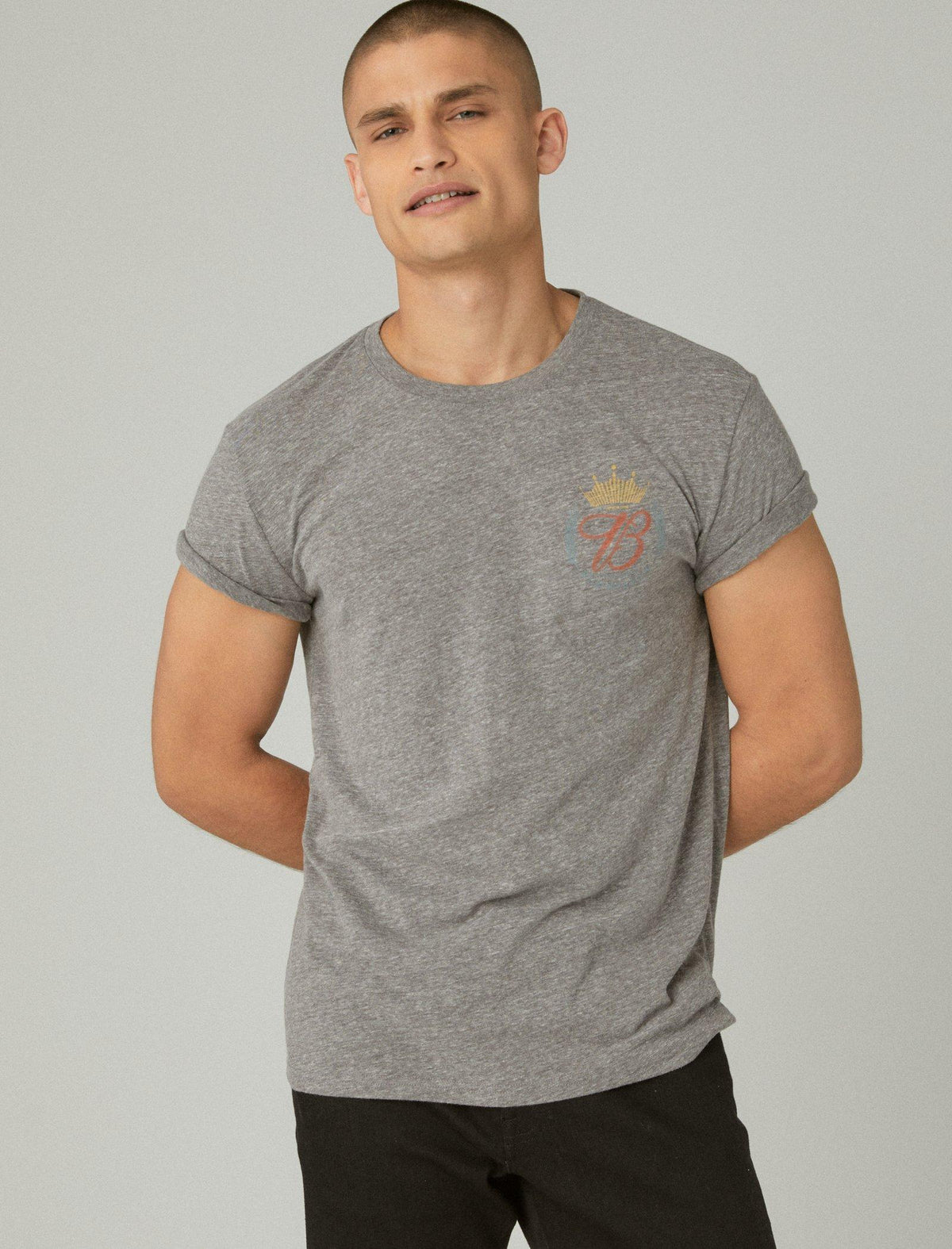 Lucky Brand Crown Budweiser Graphic Tee - Men's Clothing Tops Shirts Tee Graphic T Shirts Charcoal Heather Gre