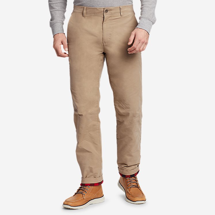 Eddie Bauer Men's Voyager Flex Fleece-Lined Chino Pants - Light Khaki