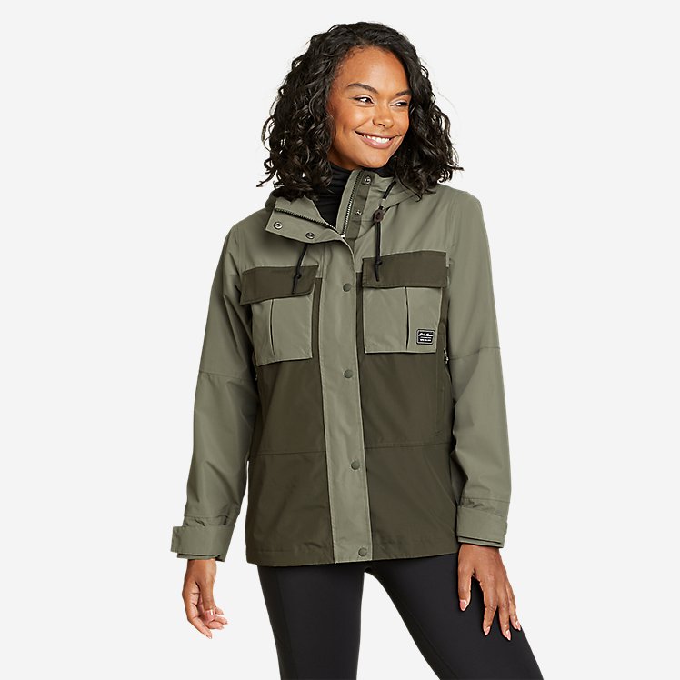 Eddie Bauer Women's Rainfoil Utility Waterproof Rain Jacket - Green