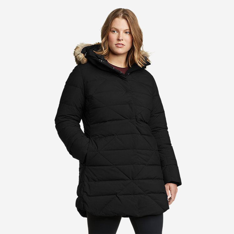 Eddie Bauer Women's Winter Coat Sun Valley Frost Down Parka Jacket - Black