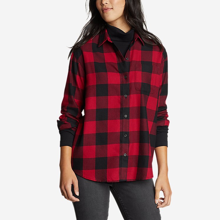 Eddie Bauer Women's Firelight Flannel Shirt - Boyfriend - Scarlet