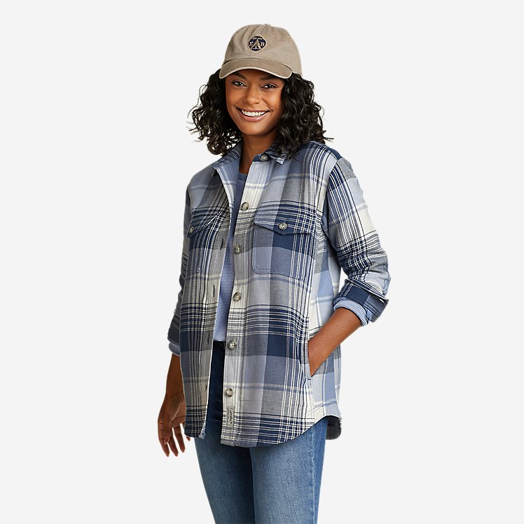 Eddie Bauer Women's Campfire Bonding Flannel Jacket - Willow Blue