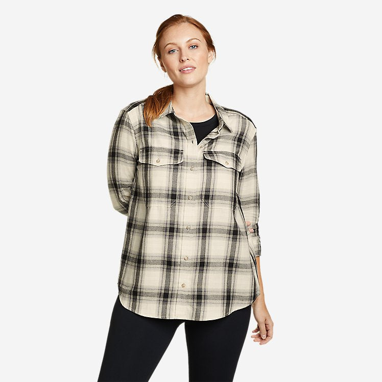 Eddie Bauer Women's Fremont Flannel Flap Pocket Shirt - Cobblestone