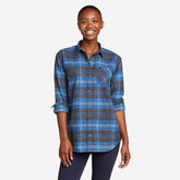 Eddie Bauer Women's EB Hemplify Flannel Shirt - Blue