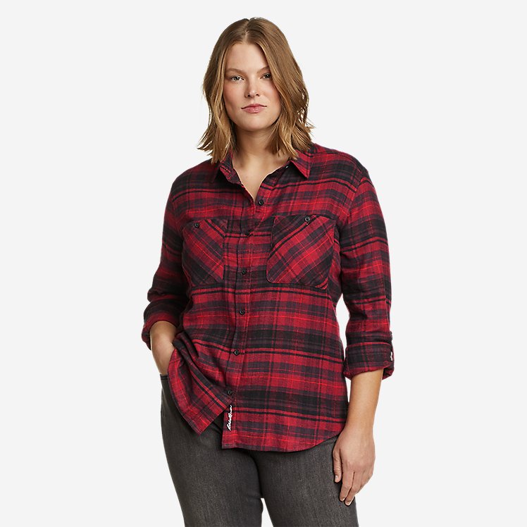 Eddie Bauer Women's EB Hemplify Classic Long-Sleeve Shirt - Black Cherry