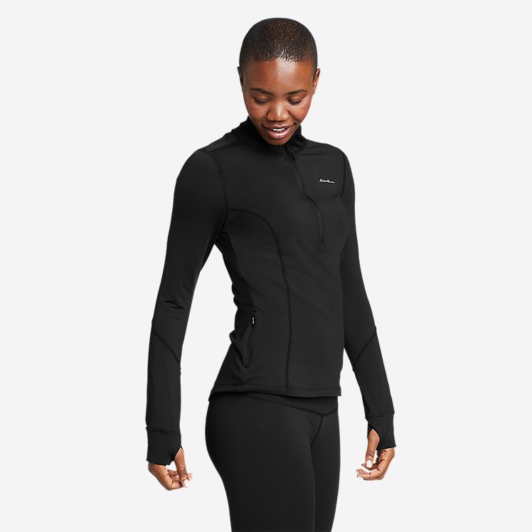 Eddie Bauer Women's Brushed Baselayer 1/2-Zip - Black