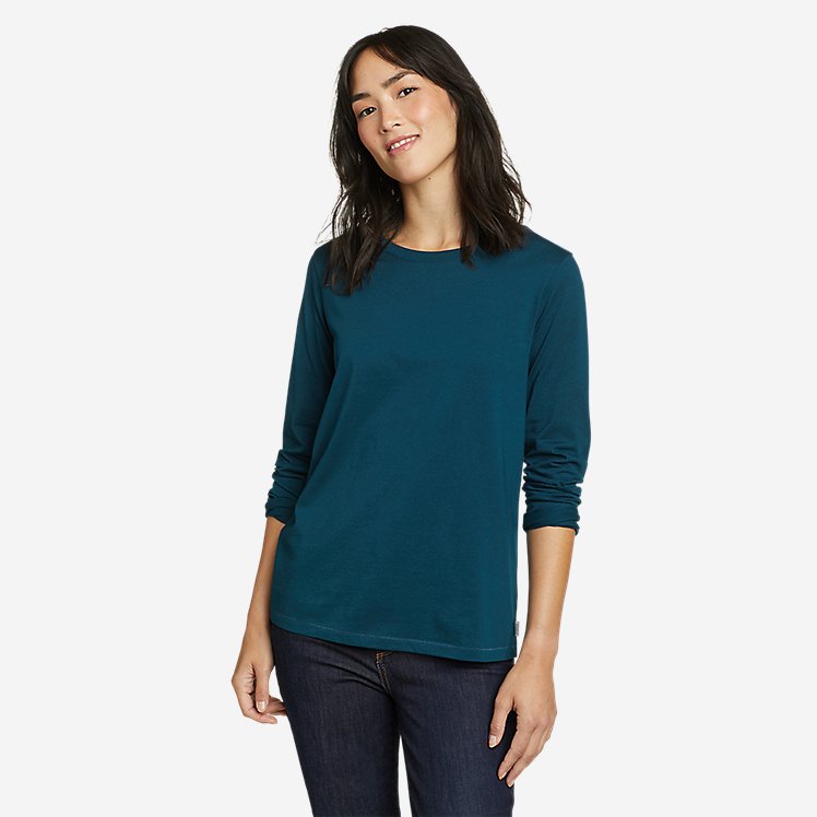 Eddie Bauer Women's Everyday Essentials Long-Sleeve Crewneck - Teal