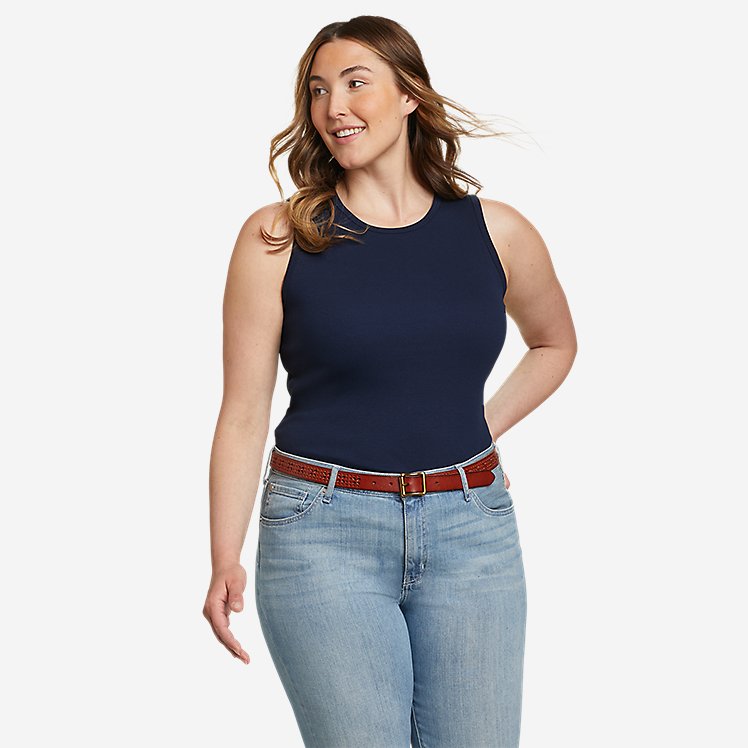 Eddie Bauer Women's Essentials Ribbed Layering Tank - Medium Indigo