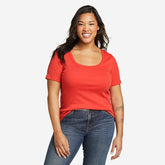 Eddie Bauer Women's Favorite Square Neck T-Shirt - Coral