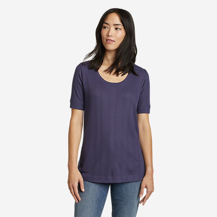 Eddie Bauer Women's Mountain Town Textured Top - Dark Mulberry