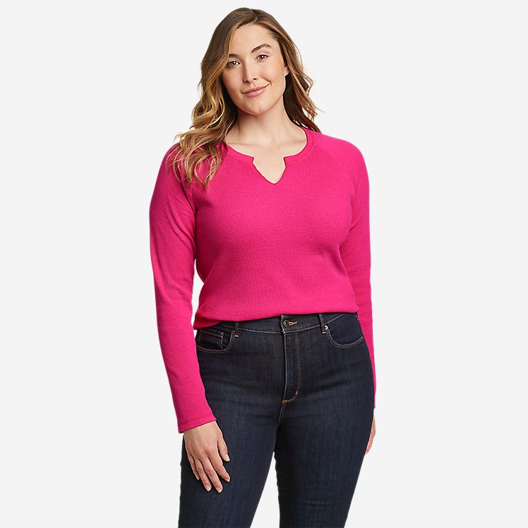 Eddie Bauer Women's Myriad Notch Neck Thermal - Bright Pink