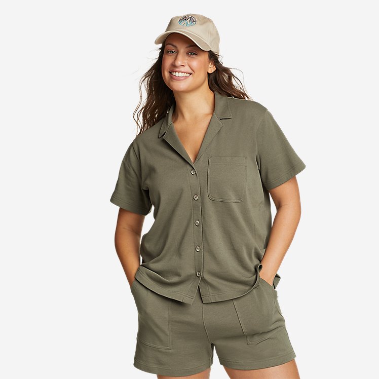 Eddie Bauer Women's Everyday Terry Camp Shirt - Green