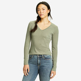 Eddie Bauer Women's Favorite Long-Sleeve V-Neck T-Shirt - Sage