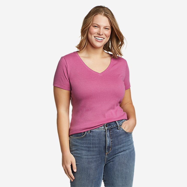 Eddie Bauer Women's Favorite Short-Sleeve V-Neck T-Shirt - Light Berry