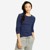 Eddie Bauer Women's Favorite Long-Sleeve Crew T-Shirt - Stripe - Bluebell