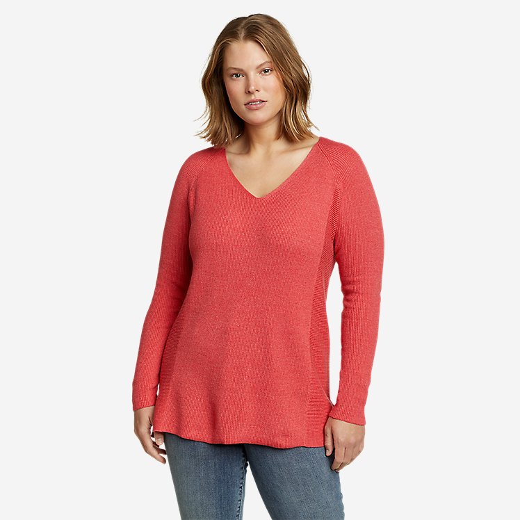 Eddie Bauer Women's Tellus V-Neck Sweater - Orange